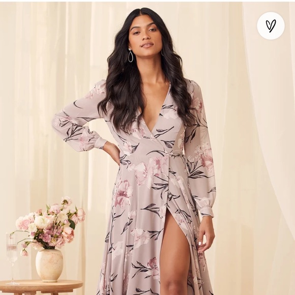 Lulus Dresses & Skirts - Lulu’s Dusty Purple Floral Wrap Dress
